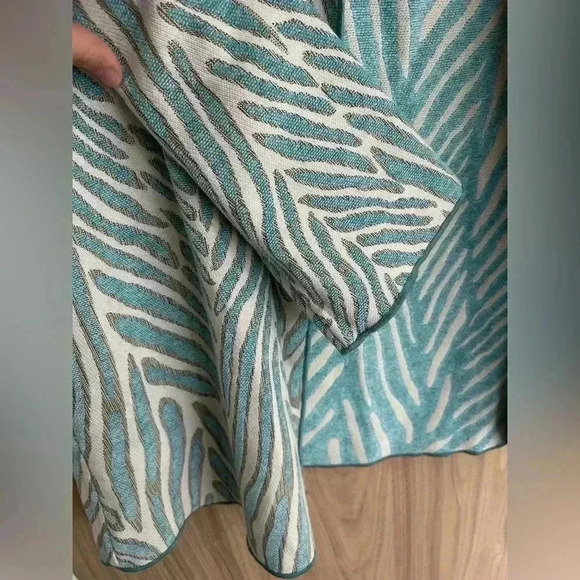 Winding River tapestry long cardigan Small Teal White Stripes River Pattern - Picture 2 of 7